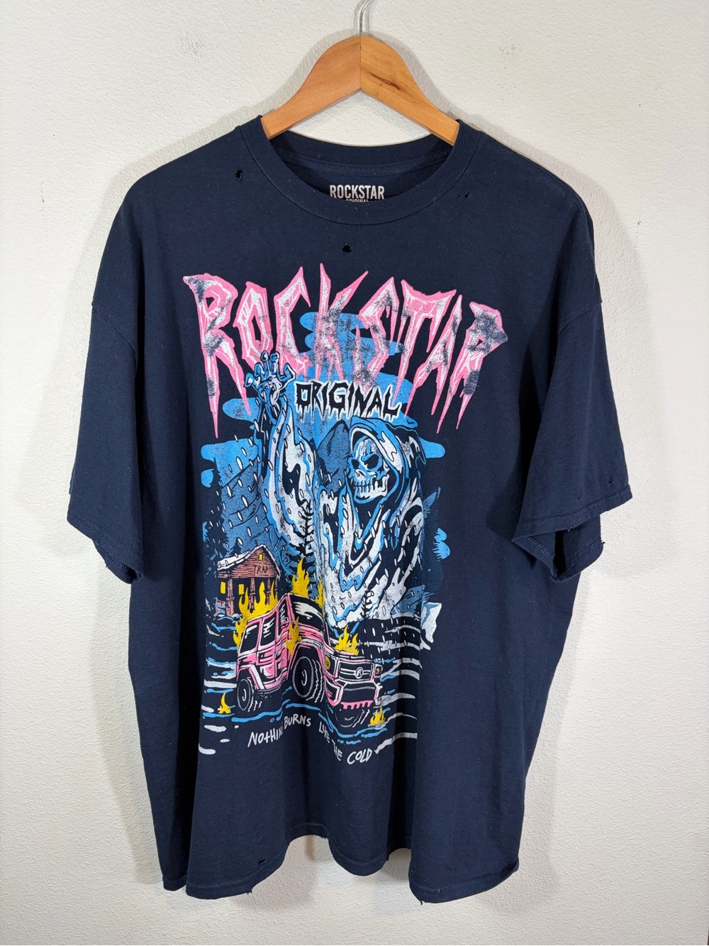 Rockstar Original Men's Black Graphic Tee - Skull & Truck Design
